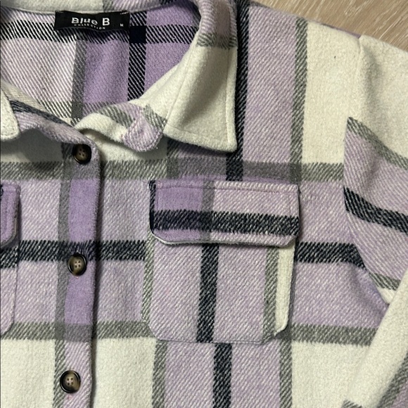 Blue B Collection Oversized Plaid Shirt Jacket with Pockets - Picture 6 of 8